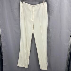 NWT Massimo Dutti White High Waisted Flat Front / Front Seam Trousers Pants